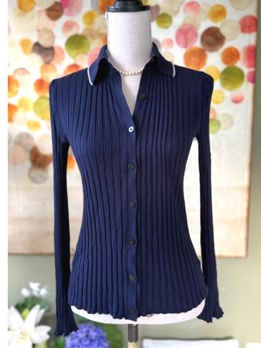 Theory Everly Button-Down Ribbed Sweater